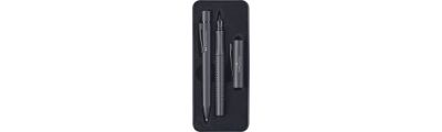 Faber-Castell Grip preto na caixa de oferta esferográfica e caneta-tinteiro